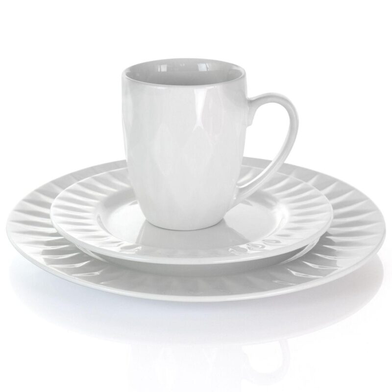 Elama Sienna 18 Piece Porcelain Dinnerware Set in White - Image 3