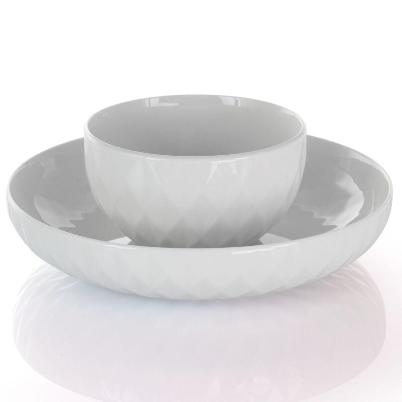 Elama Sienna 18 Piece Porcelain Dinnerware Set in White - Image 2