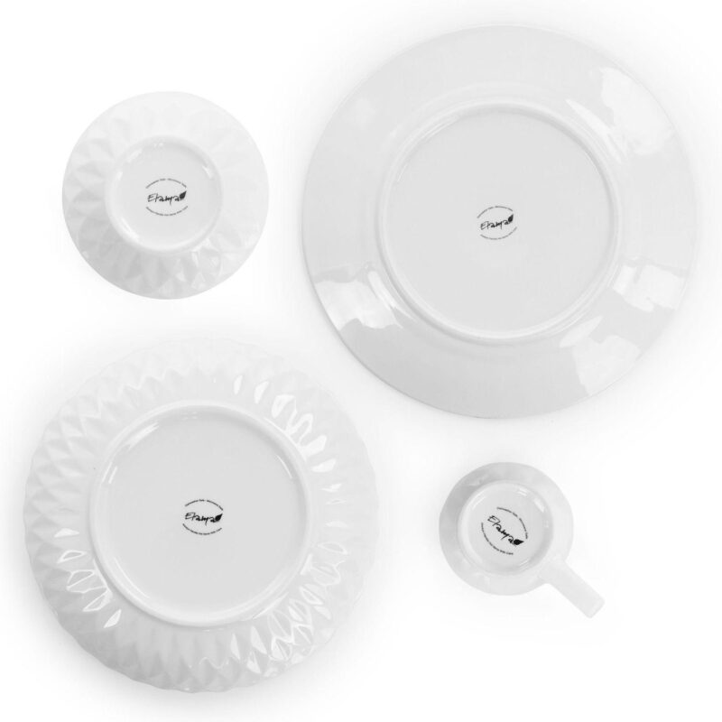 Elama Sienna 18 Piece Porcelain Dinnerware Set in White - Image 4