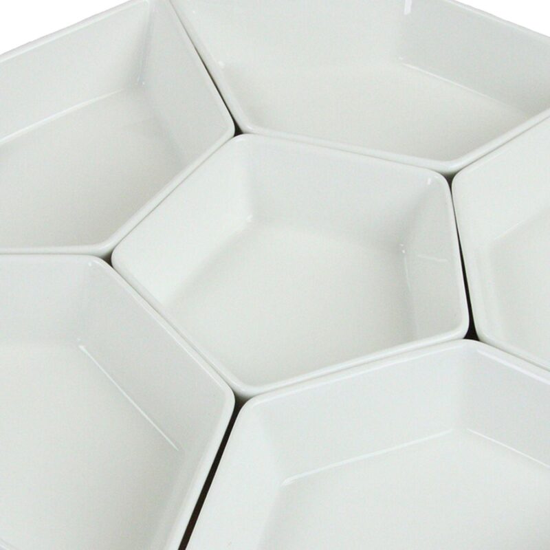 Elama Signature 12 Inch 7-Piece Condiment Server Set with Awood Lazy Suzan Serving Tray - Image 3