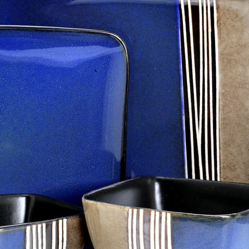 Elama Uptown Loft 16 Piece Double Bowl Stoneware Dinnerware Set - Image 3