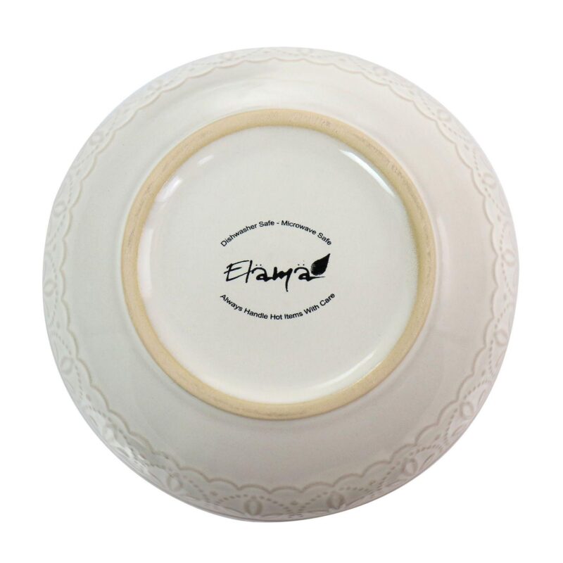 Elama White Lace 16 Piece Luxurious Stoneware Dinnerware with Complete Setting for 4 - Image 3