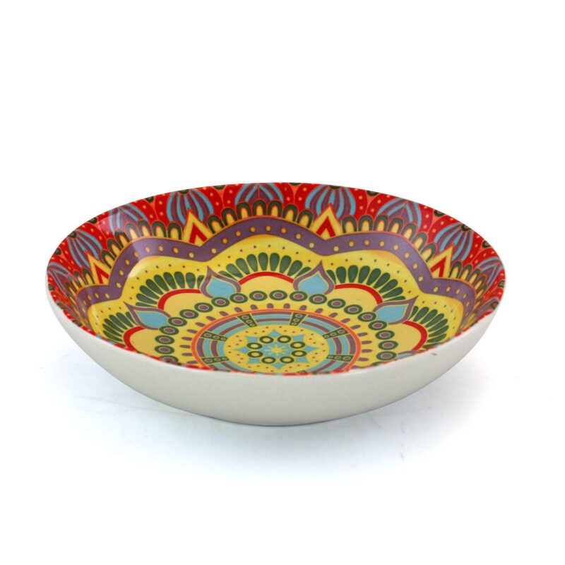 Elama Zen Red Mozaik 16 Piece Luxurious Stoneware Dinnerware with Complete Setting for 4, 16pc - Image 4