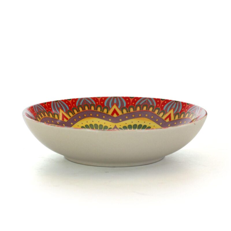 Elama Zen Red Mozaik 16 Piece Luxurious Stoneware Dinnerware with Complete Setting for 4, 16pc - Image 3