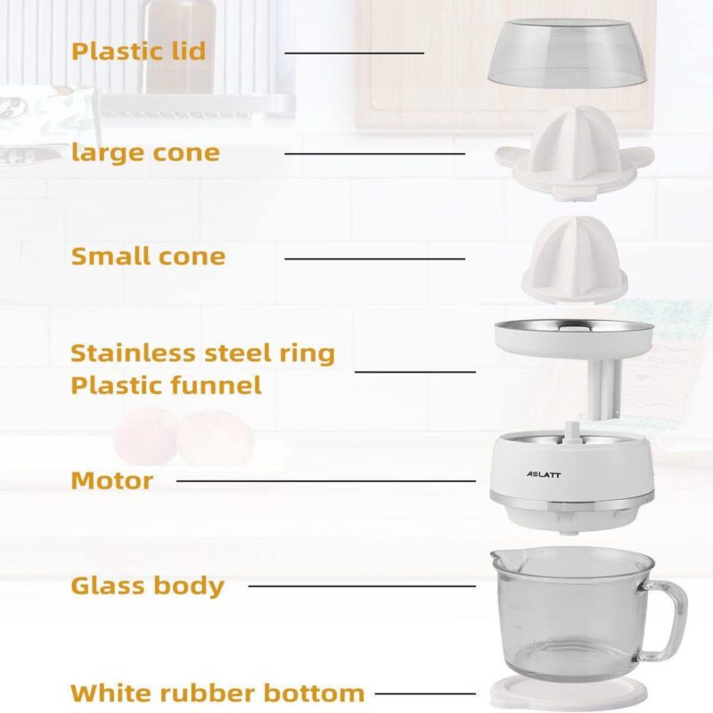 Electric Orange Juicer, White Glass Juicer, 25oz Capacity - Image 4
