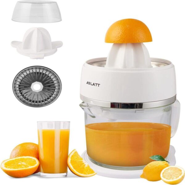 Electric Orange Juicer, White Glass Juicer, 25oz Capacity