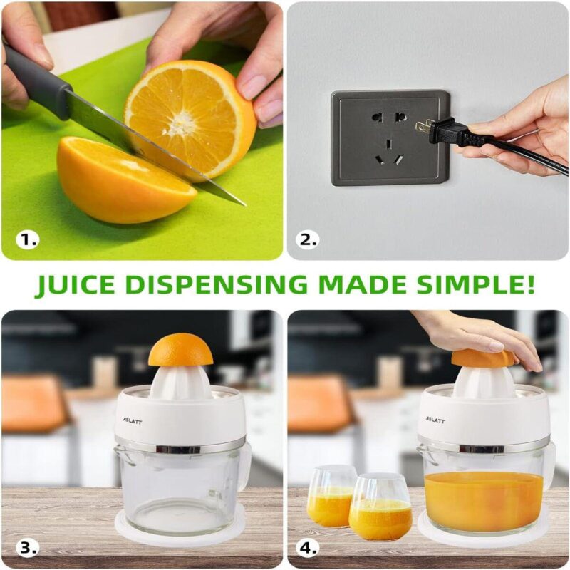 Electric Orange Juicer, White Glass Juicer, 25oz Capacity - Image 3