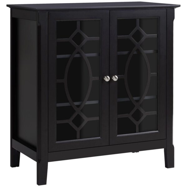 Elegant Scroll-framed Storage Server Cabinet With Elevated Base And 3 Shelves