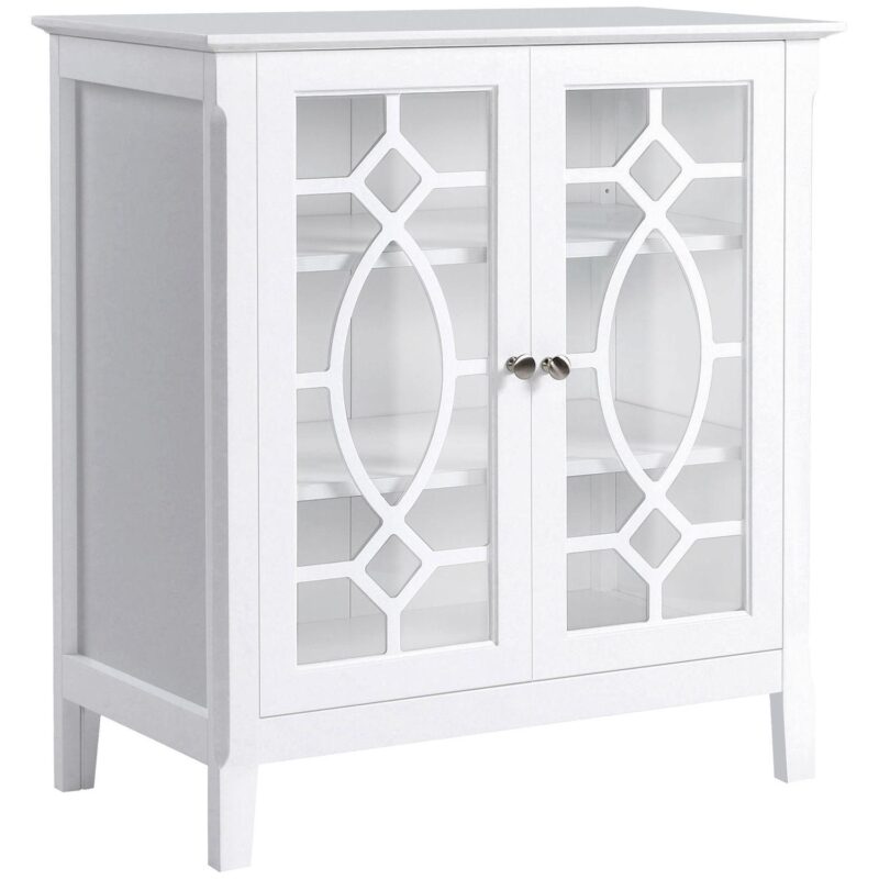 Elegant Scroll-framed Storage Server Cabinet With Elevated Base And 3 Shelves - Image 5
