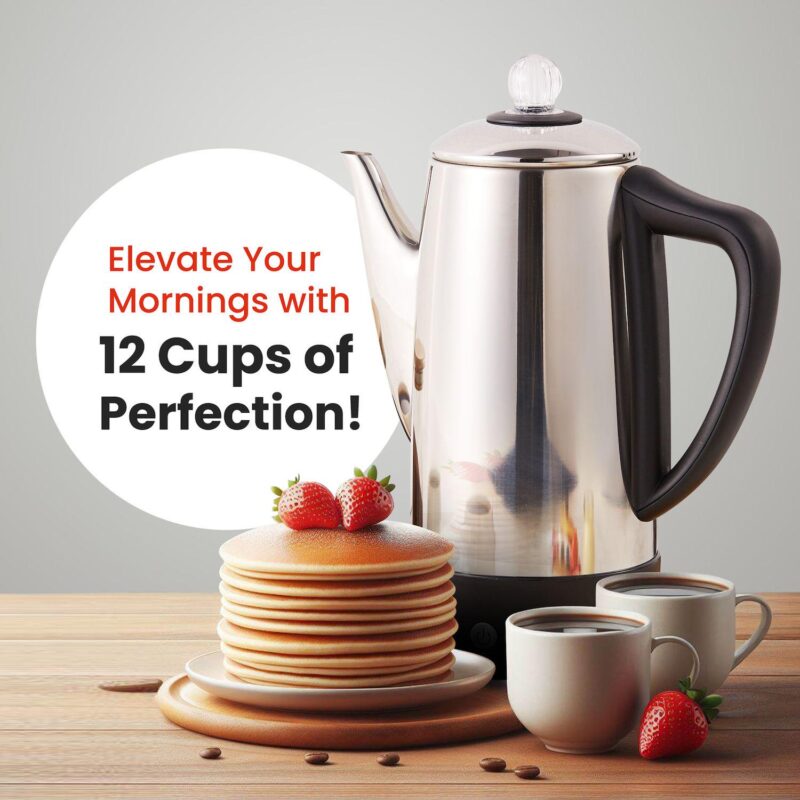 Elite Cuisine 12-Cup Cordless Electric Coffee Percolator - Image 2