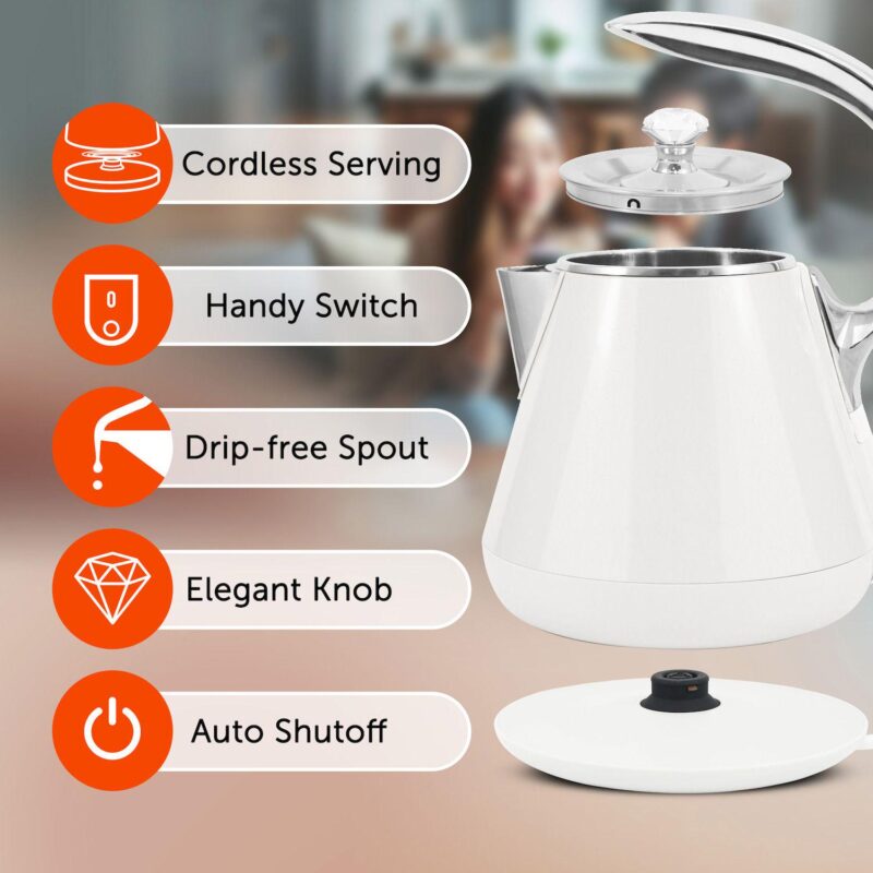 Elite Cuisine 1.25-qt. Cool-Touch Stainless Steel Electric Kettle - Image 4