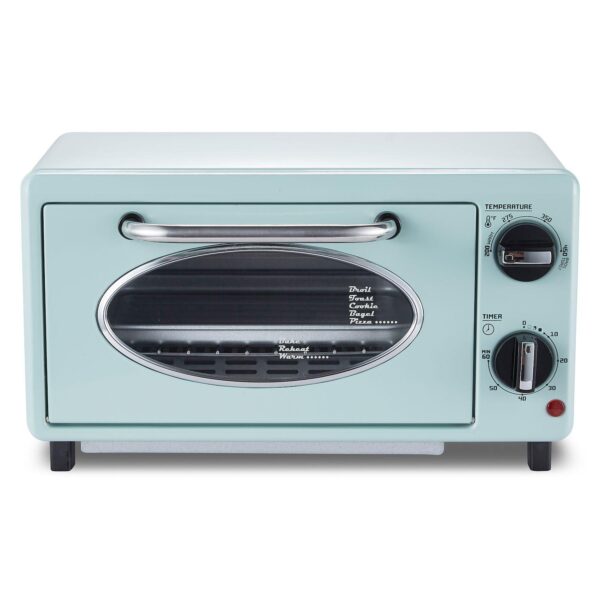 Elite Cuisine 50's Diner Style 2-Slice Toaster Oven with Time and Temp Knobs