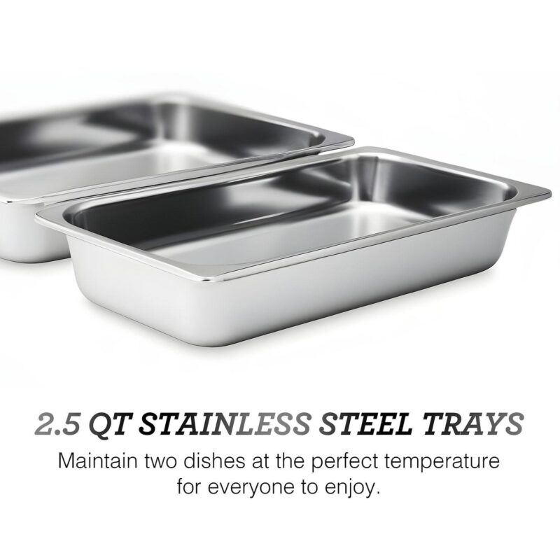 Elite Cuisine 5Qt. Stainless Steel Electric Buffet Server Food Warmer with 2 Trays - Image 4