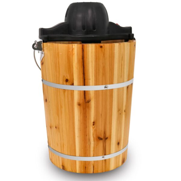 Elite Cuisine 6Qt. Old Fashioned Pine Bucket Ice Cream Maker with Hand Crank