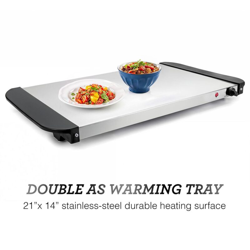Elite Cuisine 7.5Qt. Stainless Steel Electric Buffet Server Food Warmer with 3 Trays - Image 3