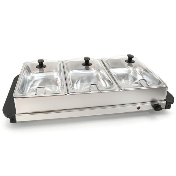 Elite Cuisine 7.5Qt. Stainless Steel Electric Buffet Server Food Warmer with 3 Trays