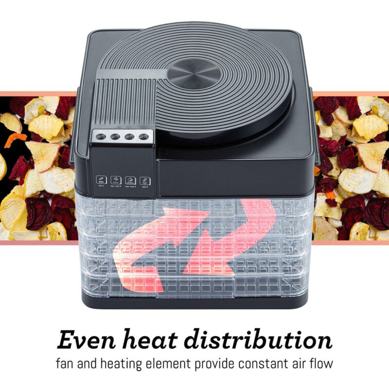 Elite Cuisine Digital Food Dehydrator with 5 BPA Free Trays, Top Mounted Fan - Image 5
