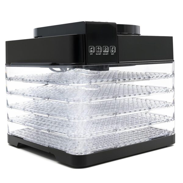 Elite Cuisine Digital Food Dehydrator with 5 BPA Free Trays, Top Mounted Fan