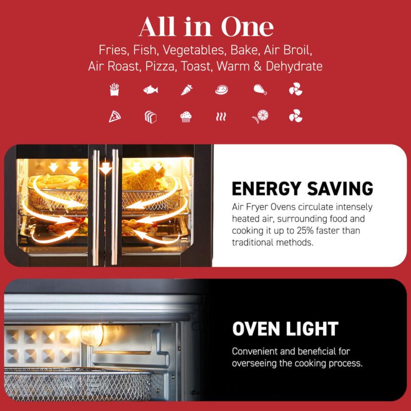 Elite Cuisine Digital 23L French Door Air Fryer Oven with Interior Light - Image 4