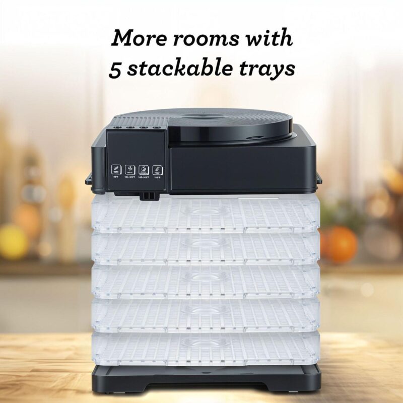 Elite Cuisine Digital Food Dehydrator with 5 BPA Free Trays, Top Mounted Fan - Image 4
