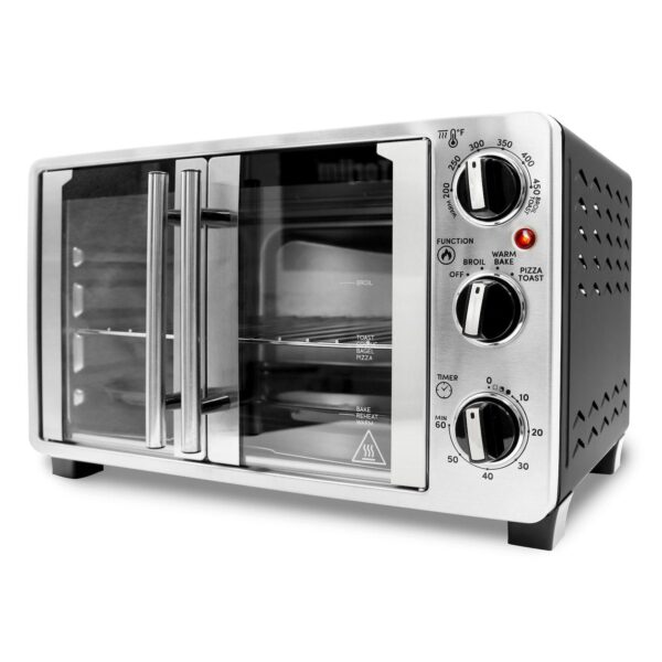 Elite Cuisine French Door Toaster Oven fits 12  Pizza, Stainless Steel