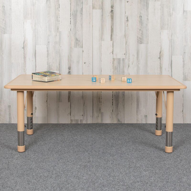 Emma And Oliver 23.625  X 47.25  Rectangular Plastic Height-Adjustable Activity Table - Image 2