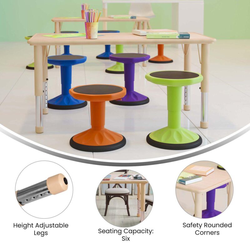 Emma And Oliver 23.625  X 47.25  Rectangular Plastic Height-Adjustable Activity Table - Image 4