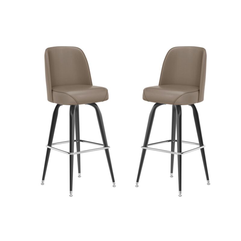 Emma And Oliver 2 Pack Metal Barstool With Swivel Vinyl Upholstered Bucket Seat And Footrest - Image 10