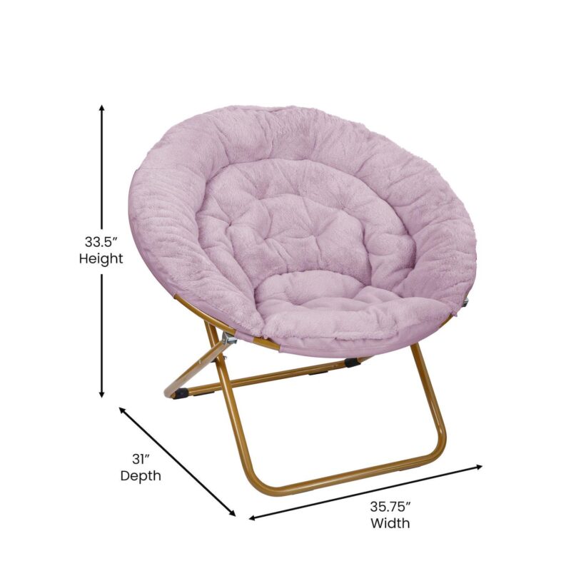 Emma And Oliver Upholstered Xl Folding Saucer Chair With Ottoman - Image 4