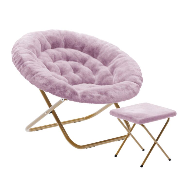 Emma And Oliver Upholstered Xl Folding Saucer Chair With Ottoman - Image 10