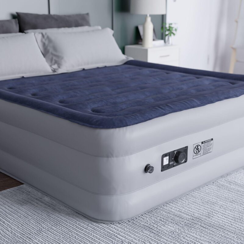 Emma and Oliver 18 Inch Raised Inflatable Air Mattress With Internal Electric Pump - Image 3