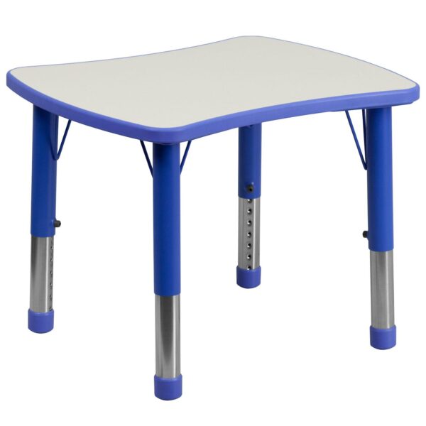 Emma and Oliver 21.875 W x 26.625 L Natural Plastic Adjustable Activity Table-School Table for 4