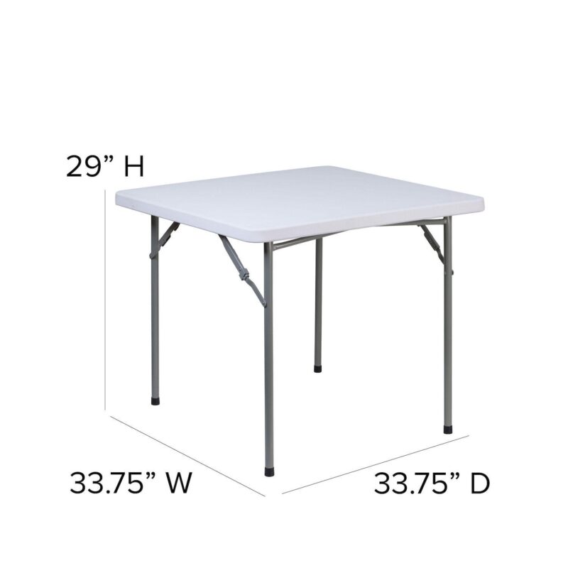 Emma and Oliver 2.81-Foot Square Granite White Plastic Folding Table - Card Table/Game Table - Image 5