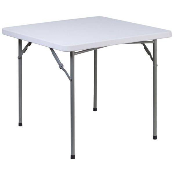 Emma and Oliver 2.81-Foot Square Granite White Plastic Folding Table - Card Table/Game Table