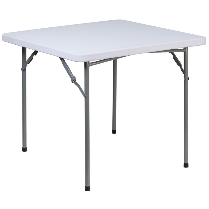 Emma and Oliver 2.81-Foot Square Granite White Plastic Folding Table - Card Table/Game Table