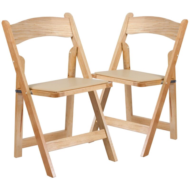 Emma and Oliver 2 Pack Mahogany Wood Folding Chair with Vinyl Padded Seat - Image 6