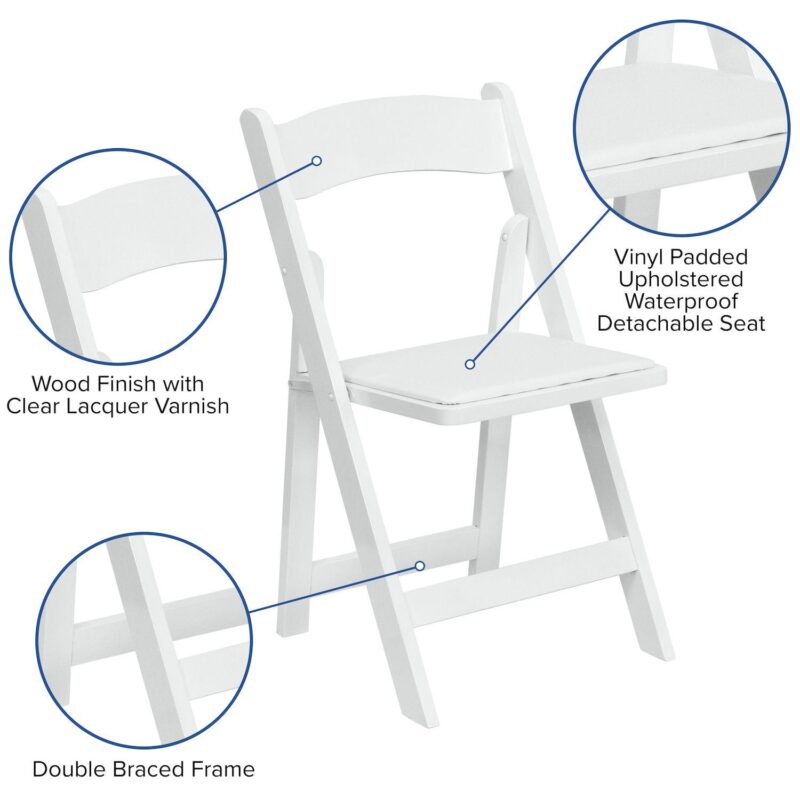 Emma and Oliver 2 Pack Mahogany Wood Folding Chair with Vinyl Padded Seat - Image 4