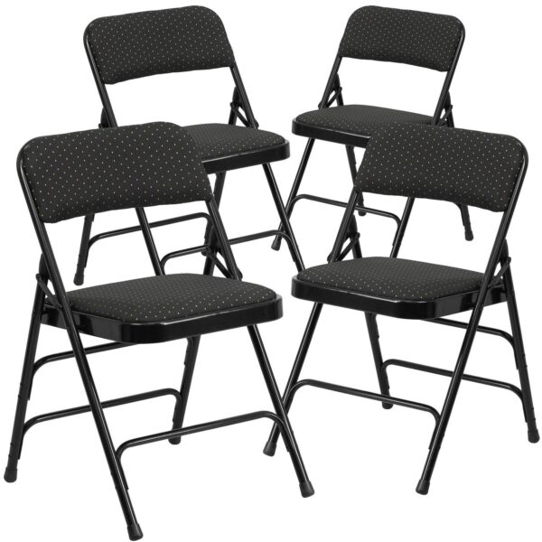 Emma and Oliver 4 Pack Curved Triple Braced and Double Hinged Fabric Upholstered Metal Folding Chair