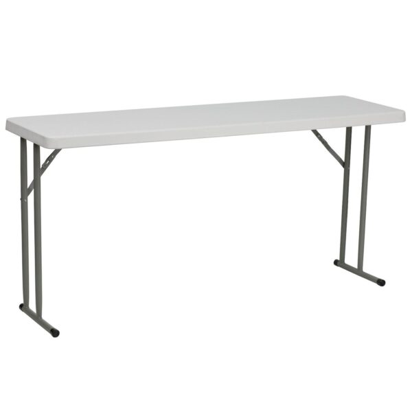 Emma and Oliver 5-Foot Rectangle Granite White Plastic Folding Training / Seminar Table