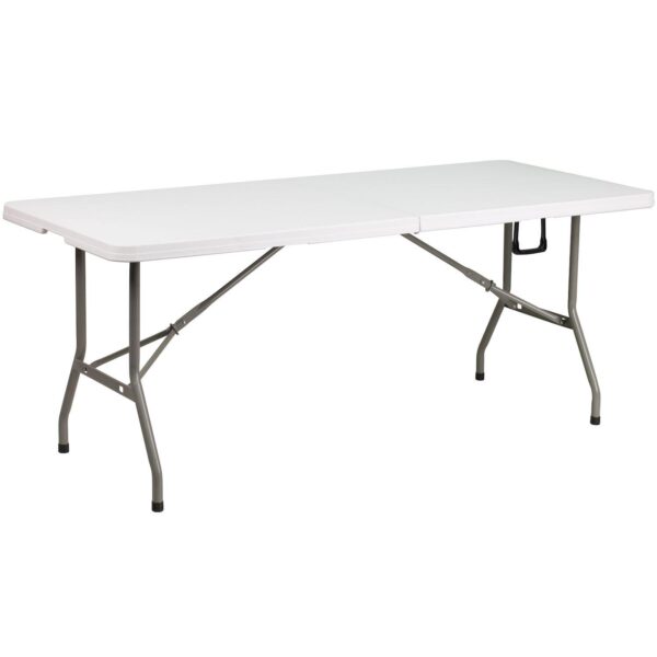 Emma and Oliver 6-Foot Bi-Fold Dark Gray Plastic Folding Table with Carrying Handle