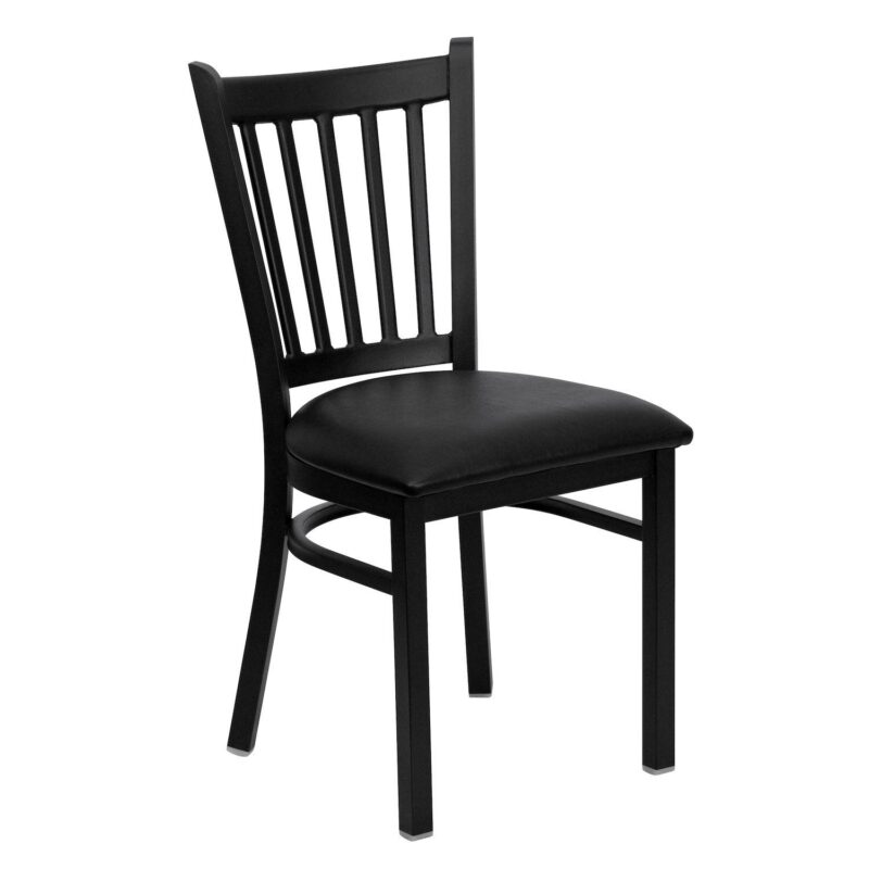 Emma and Oliver Black Vertical Back Metal Restaurant Dining Chair - Image 7