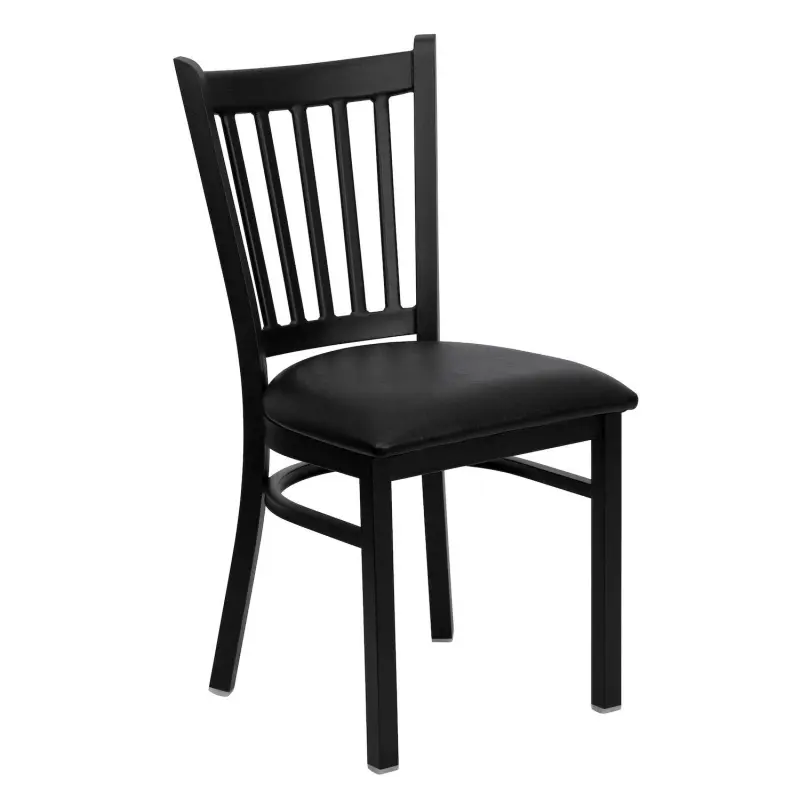 Emma and Oliver Black Vertical Back Metal Restaurant Dining Chair - Image 7