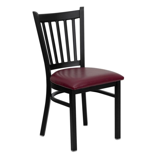 Emma and Oliver Black Vertical Back Metal Restaurant Dining Chair