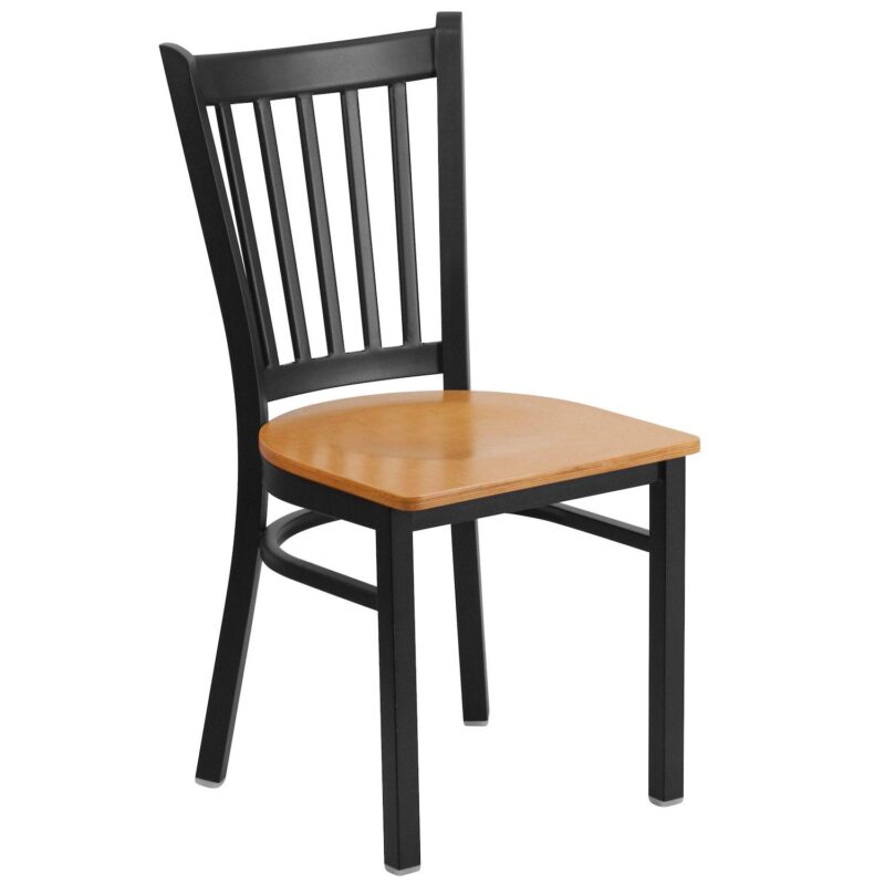 Emma and Oliver Black Vertical Back Metal Restaurant Dining Chair - Image 9