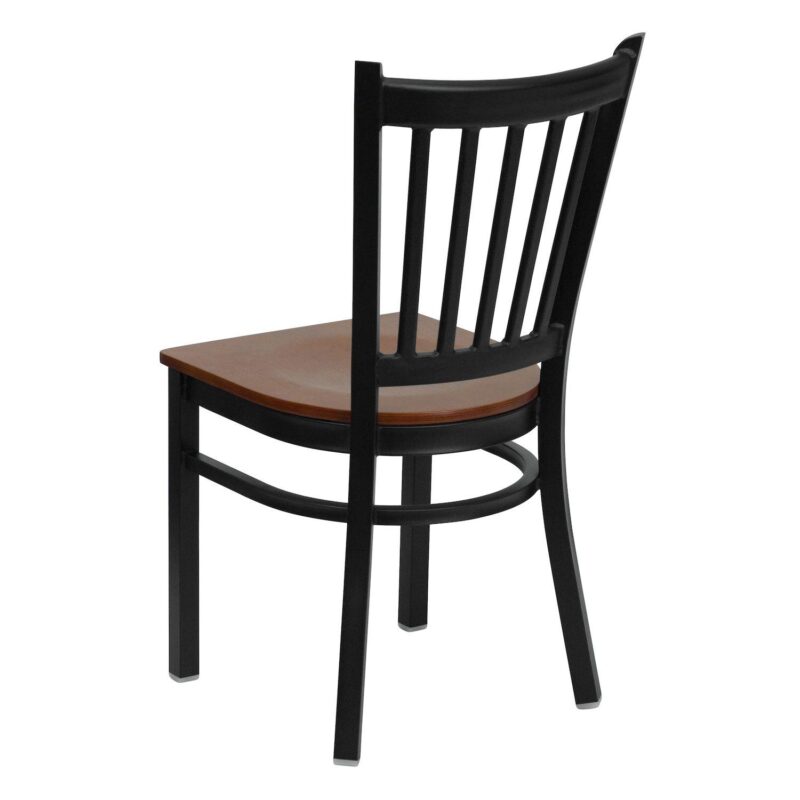 Emma and Oliver Black Vertical Back Metal Restaurant Dining Chair - Image 5