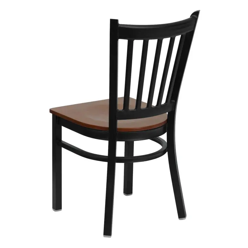 Emma and Oliver Black Vertical Back Metal Restaurant Dining Chair - Image 5