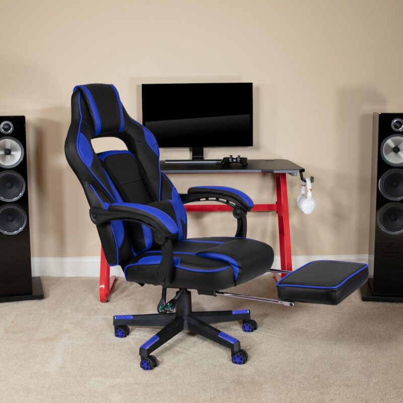 Emma and Oliver Black Ergonomic Gaming Chair -Recline Back/Arms, Footrest, Massaging Lumbar - Image 3