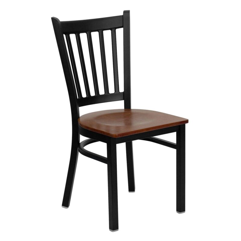 Emma and Oliver Black Vertical Back Metal Restaurant Dining Chair - Image 10
