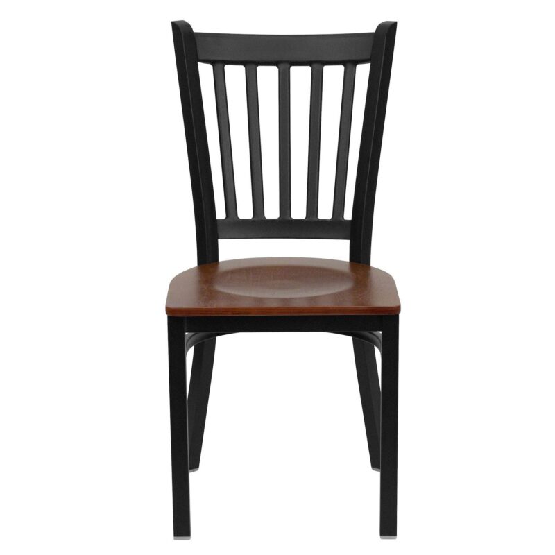 Emma and Oliver Black Vertical Back Metal Restaurant Dining Chair - Image 4