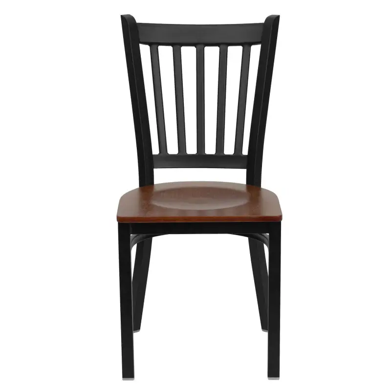 Emma and Oliver Black Vertical Back Metal Restaurant Dining Chair - Image 4